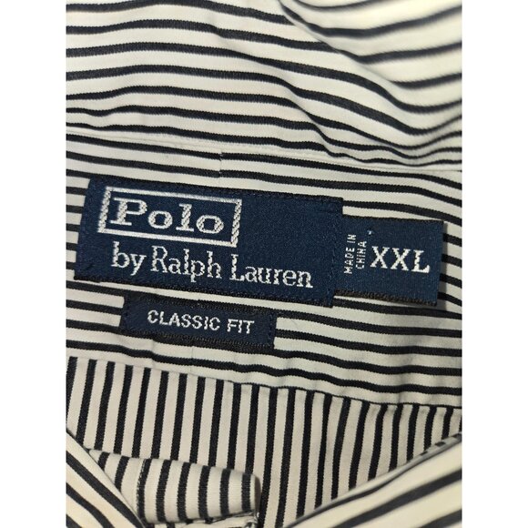 Polo Ralph Lauren Mens Classic Fit Striped Button-Down Shirt XXL Black & White - Picture 6 of 8